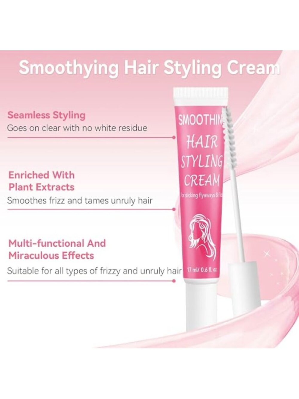 Smoothing Hair Styling Cream For Flyaways & Frizz 17ml With Brush Applicator - Picture 2 of 5